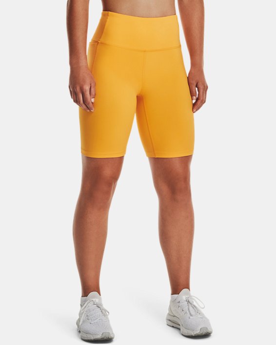 Women's UA Meridian Bike Shorts, Yellow, pdpMainDesktop image number 0